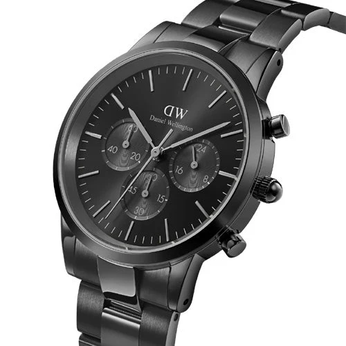 Daniel Wellington Iconic Chronograph Link Onyx B Black Sunray Dial Men 42mm DW00100642 - Image 3