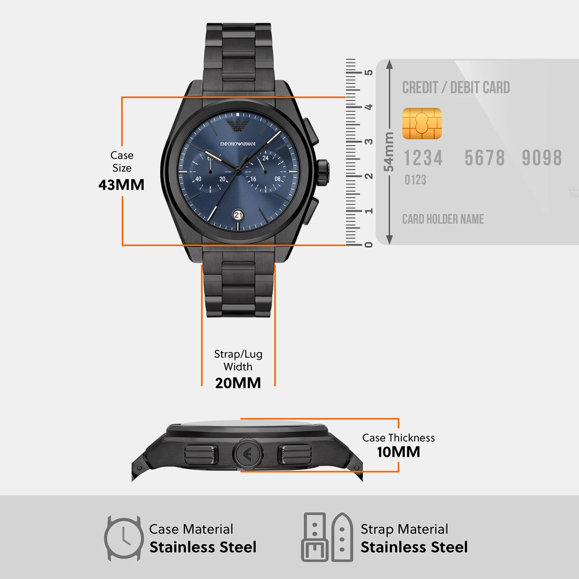 Federico Men Quartz Grey Dial Chronograph Stainless Steel Watch AR11561 - Image 7