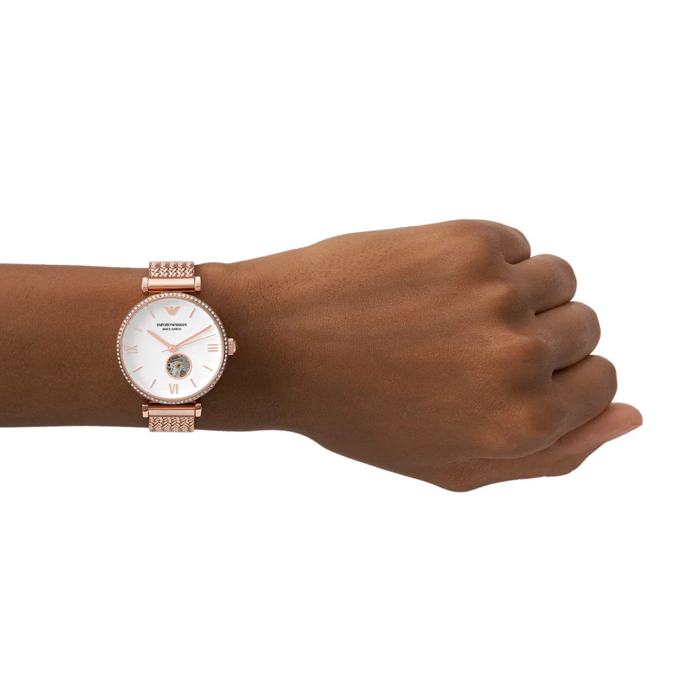 Emporio Armani Meccanico White Dial Women 34mm - Image 3