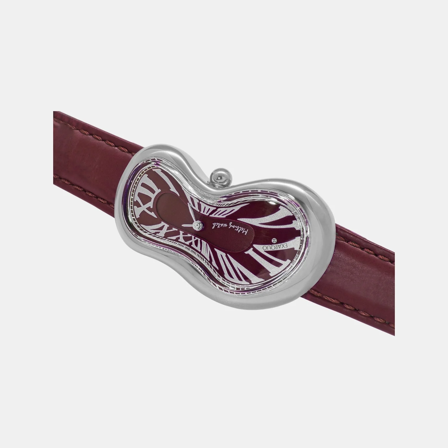 Classic Unisex Quartz Burgundy Dial Analog Leather Watch EX0001.0006 - Image 2