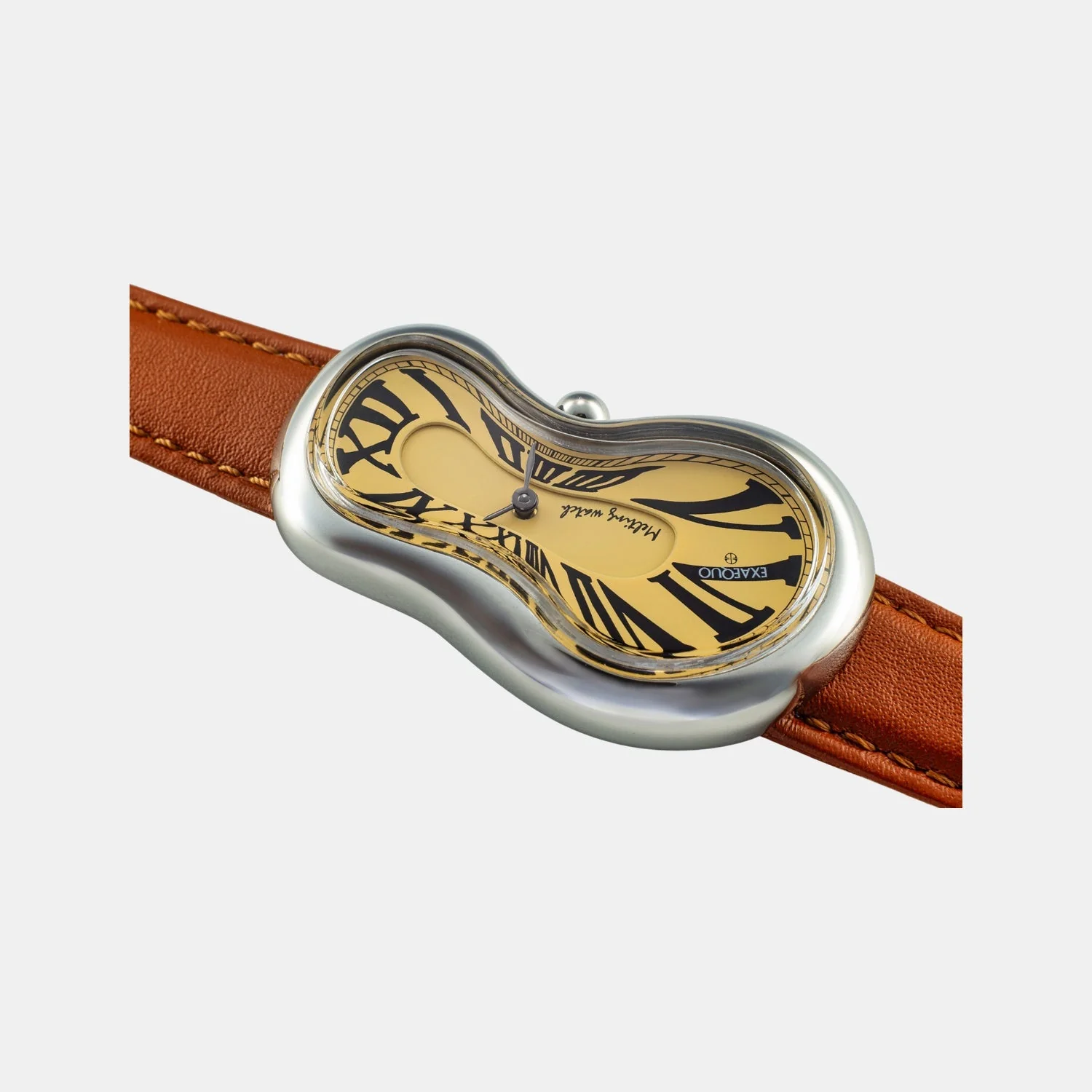 Classic Unisex Quartz Yellow Dial Analog Leather Watch EX0001.0003 - Image 2