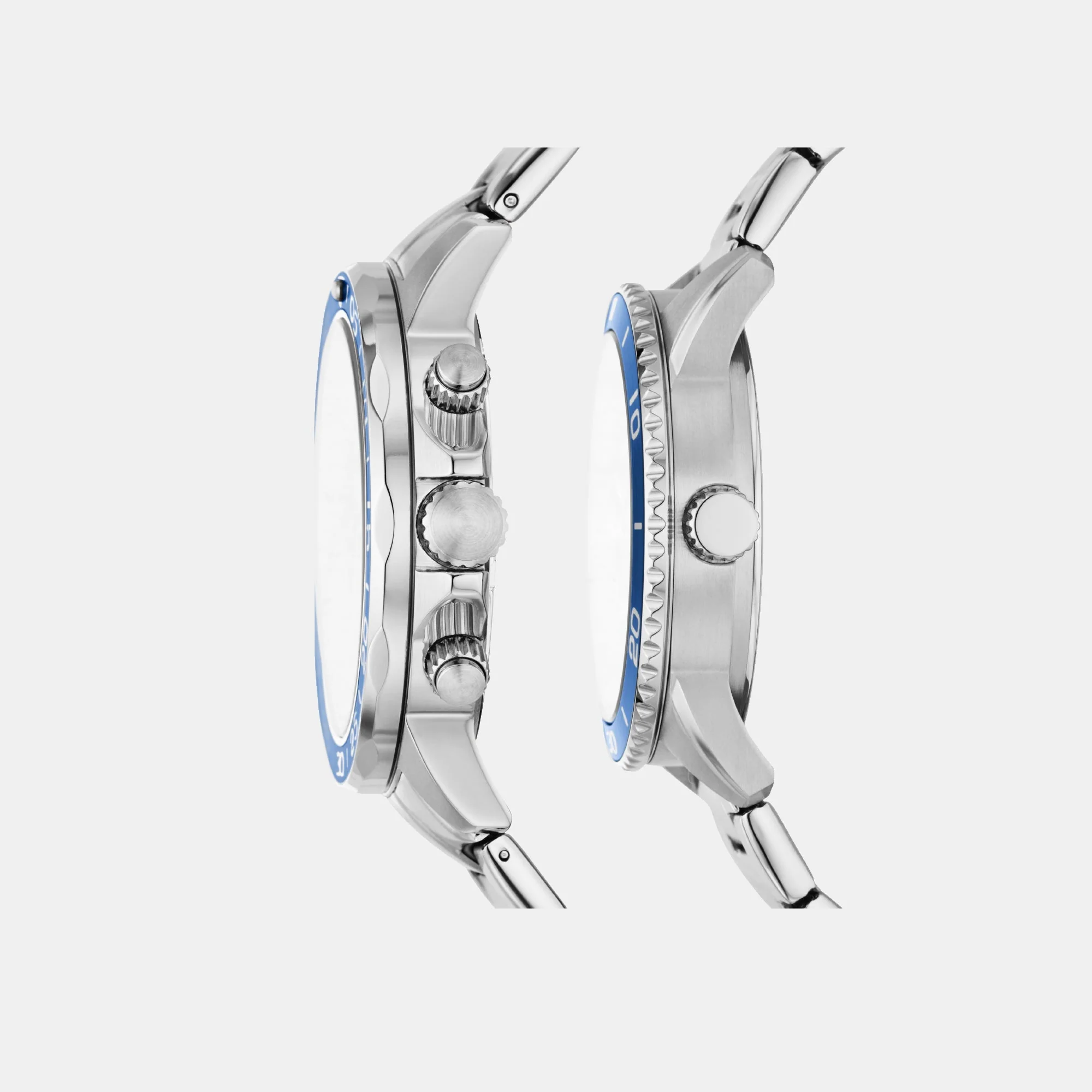 Bannon Couple Quartz Blue Dial Multi-Function Stainless Steel Watch BQ2828SET - Image 2
