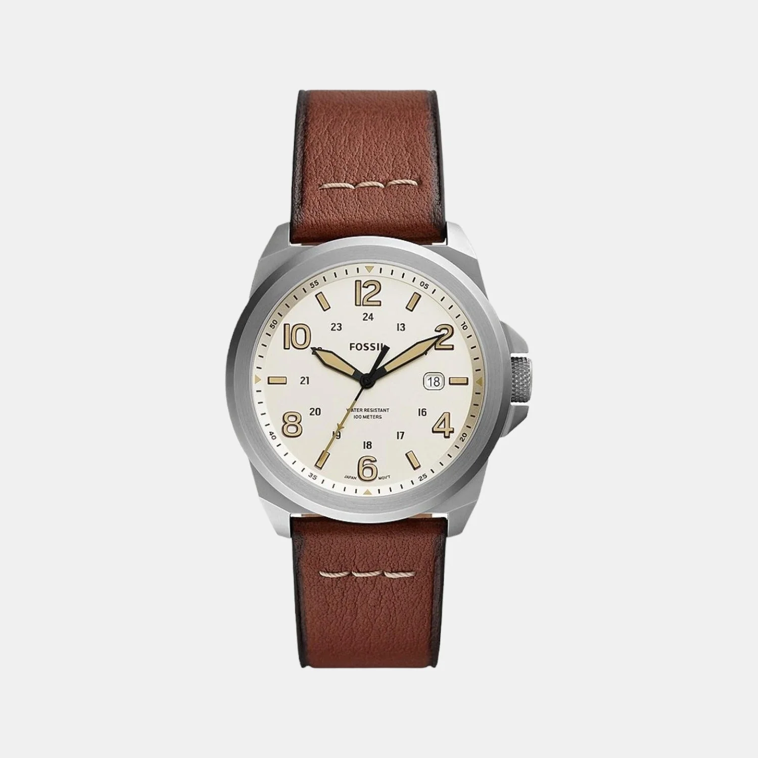 Bronson Men Quartz Cream Dial Analog Leather Watch FS5919
