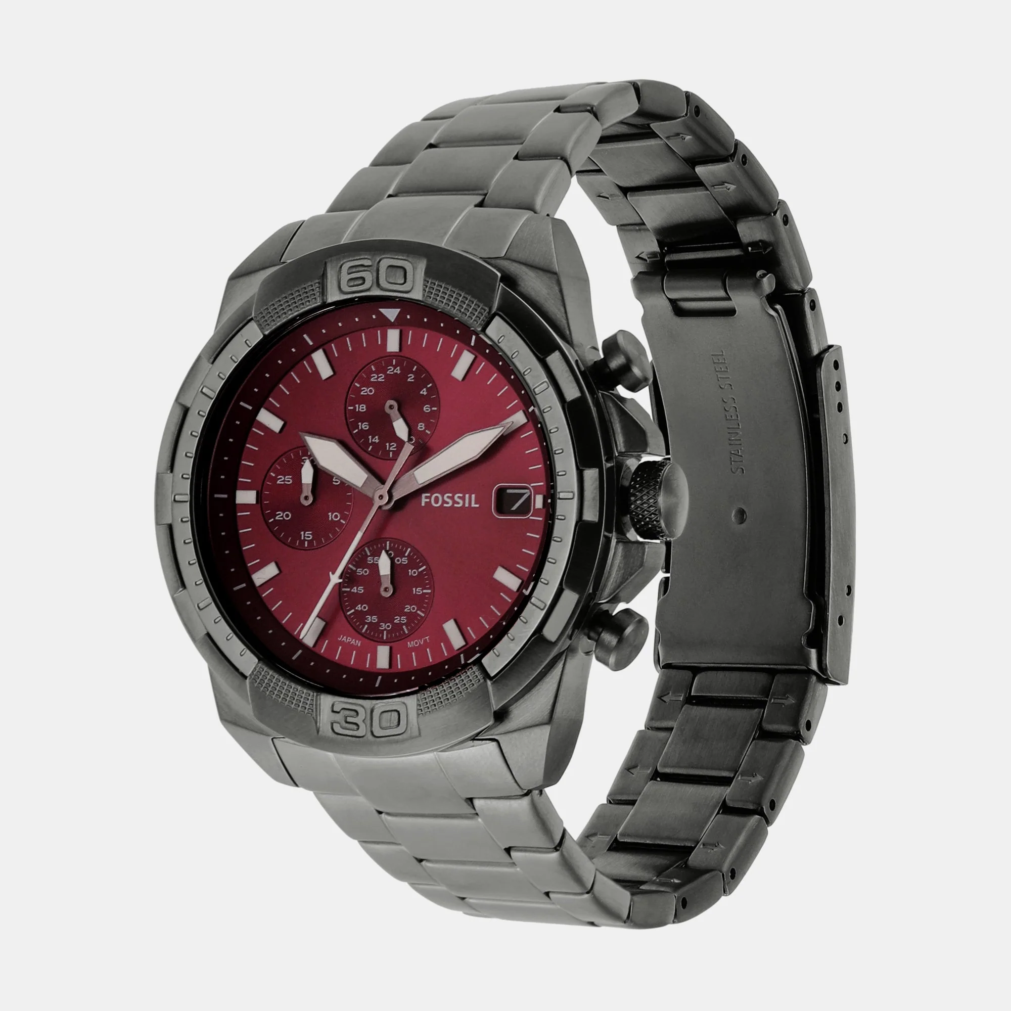 Bronson Men Quartz Smoke Dial Chronograph Stainless Steel Watch FS6017 - Image 3
