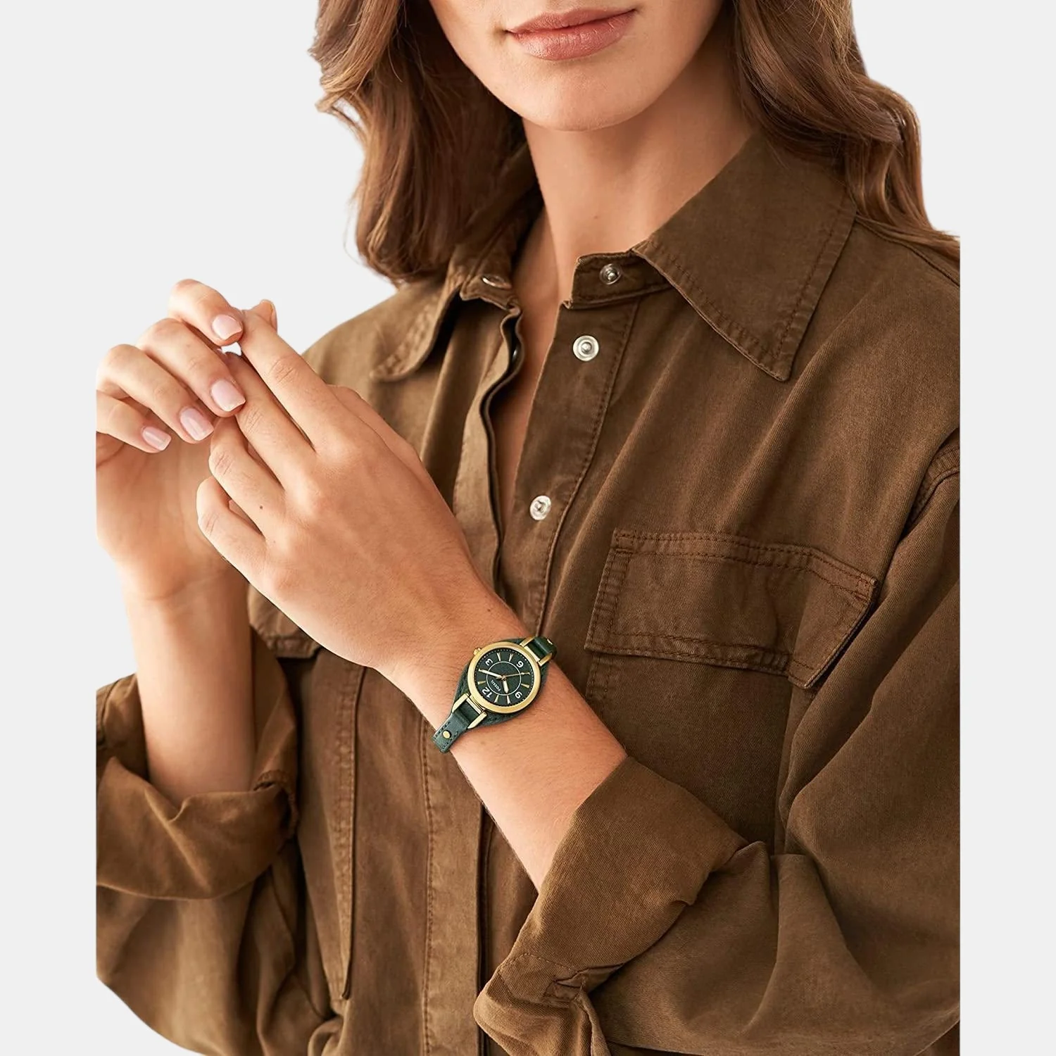 Carlie Women Quartz Gold Dial Analog Leather Watch ES5241 - Image 4