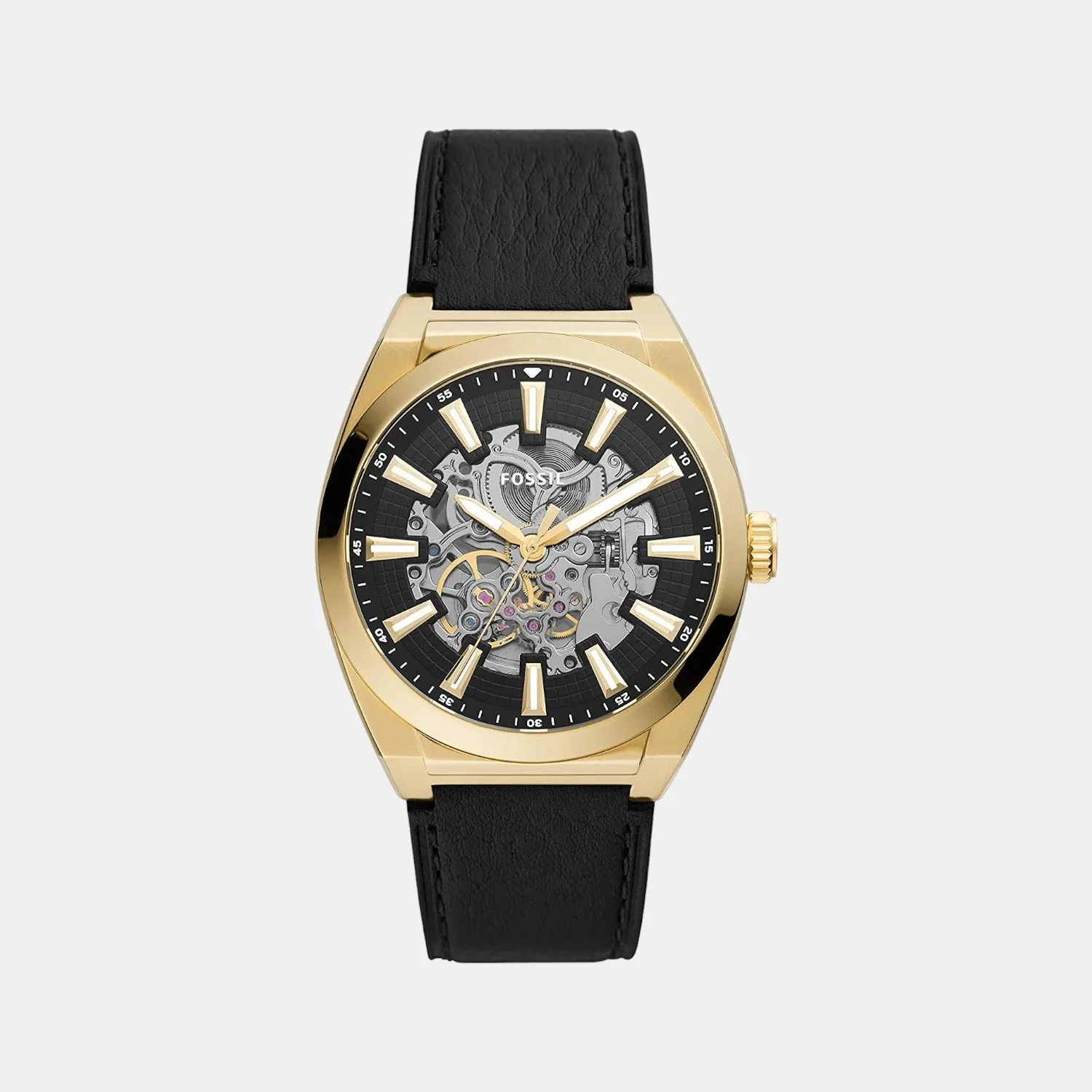 Everett Men Automatic Black Dial Analog Leather Watch ME3208