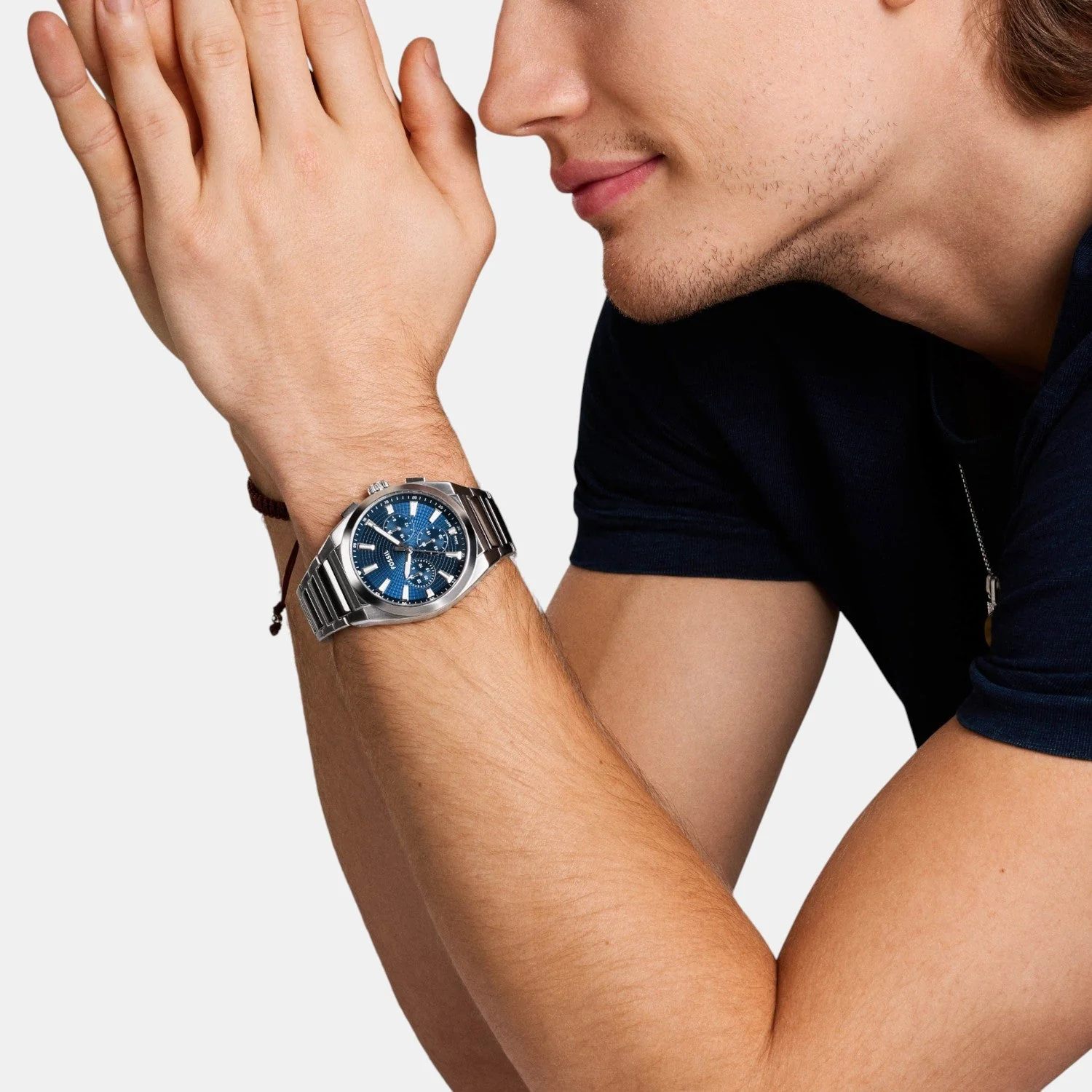 Everett Men Quartz Blue Dial Chronograph Stainless Steel Watch FS6104 - Image 8