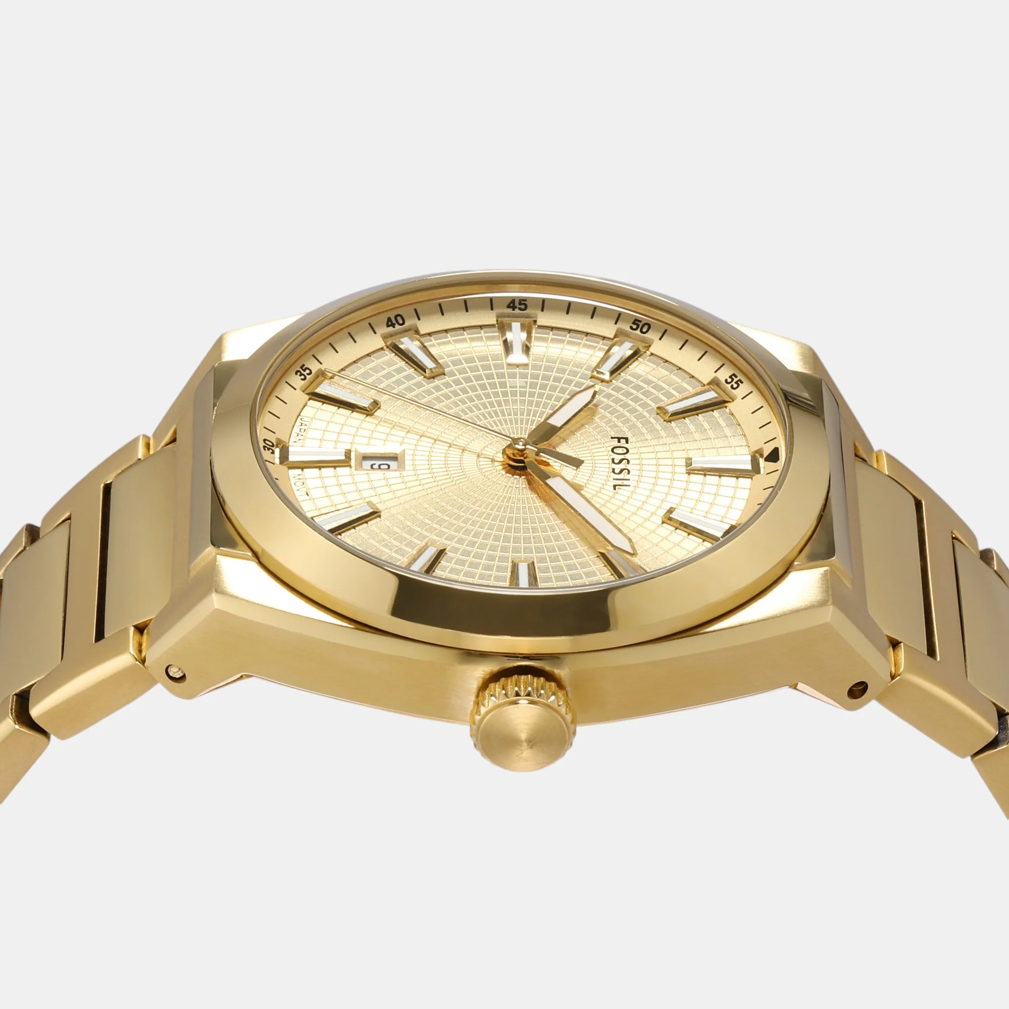 Everett Men Quartz Gold Dial Analog Stainless Steel Watch FS5965 - Image 5