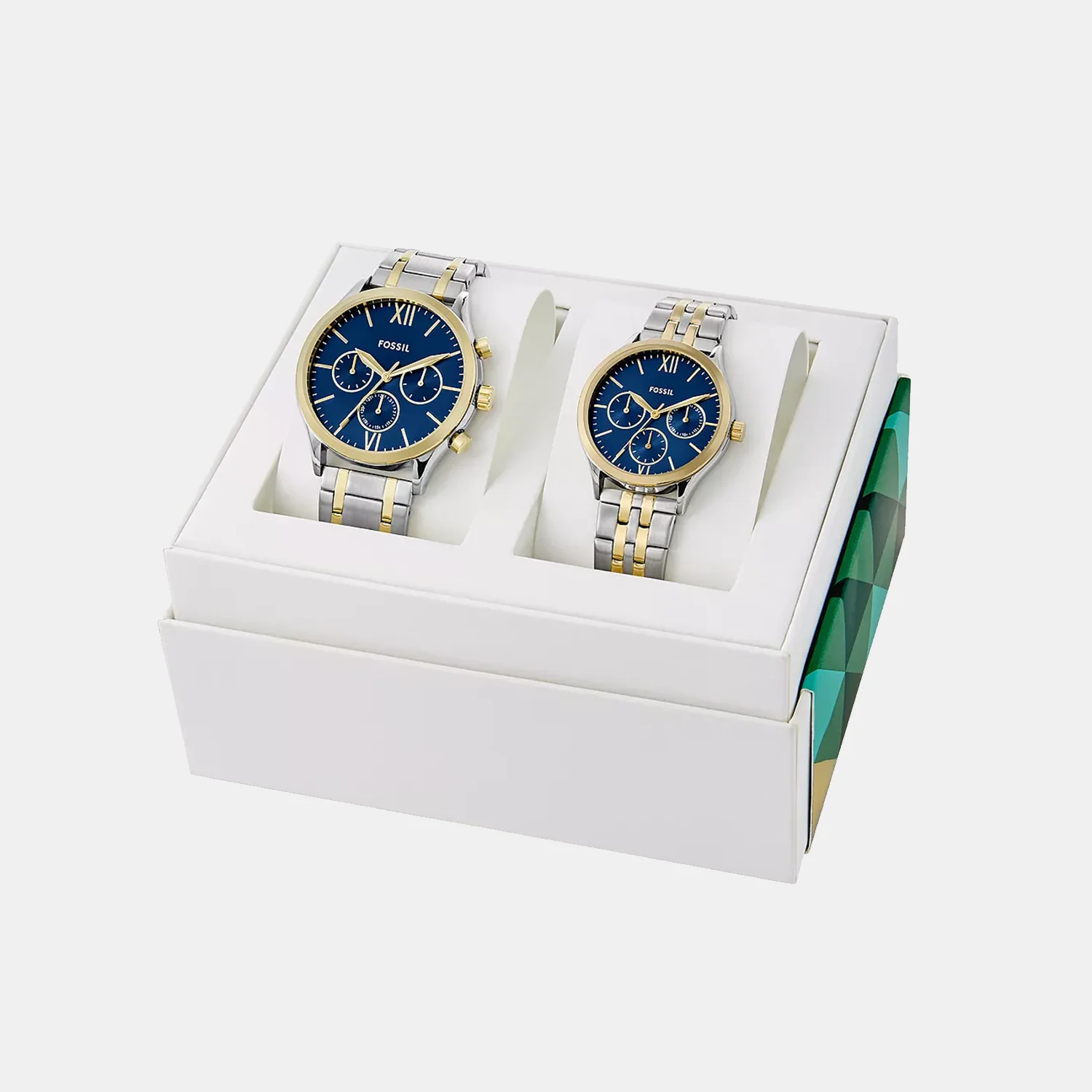 Fenmore Couple Quartz Blue Dial Multi-Function Stainless Steel Watch BQ2900SET - Image 5