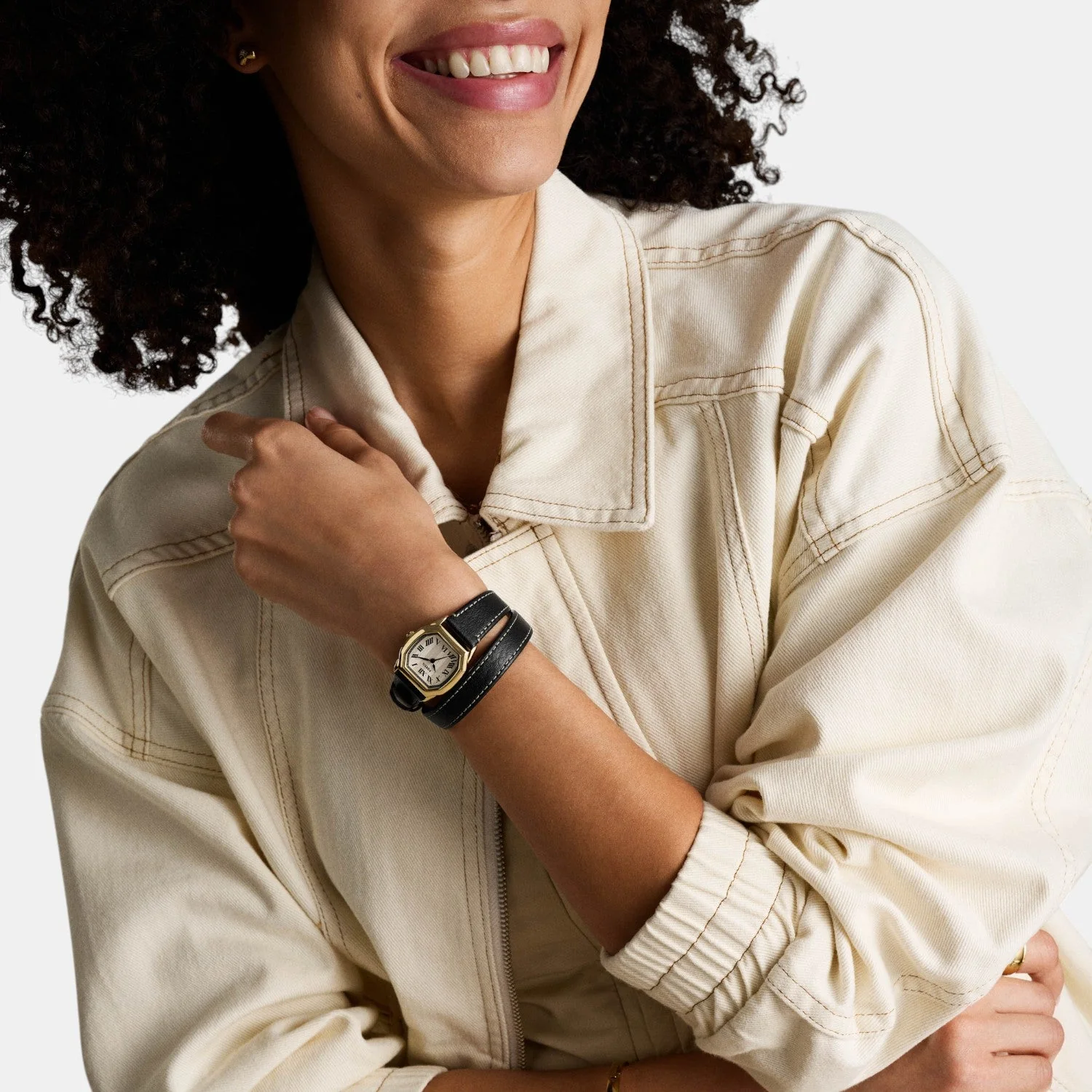 Harlow Women Quartz Cream Dial Analog Leather Watch ES5404 - Image 4