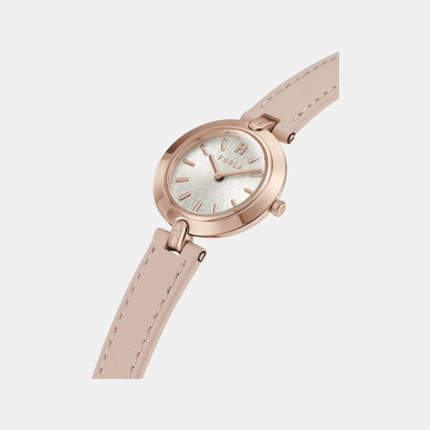 Furla Logo Links Women Quartz Silver Dial Analog Leather Watch WW00006003L3 - Image 2