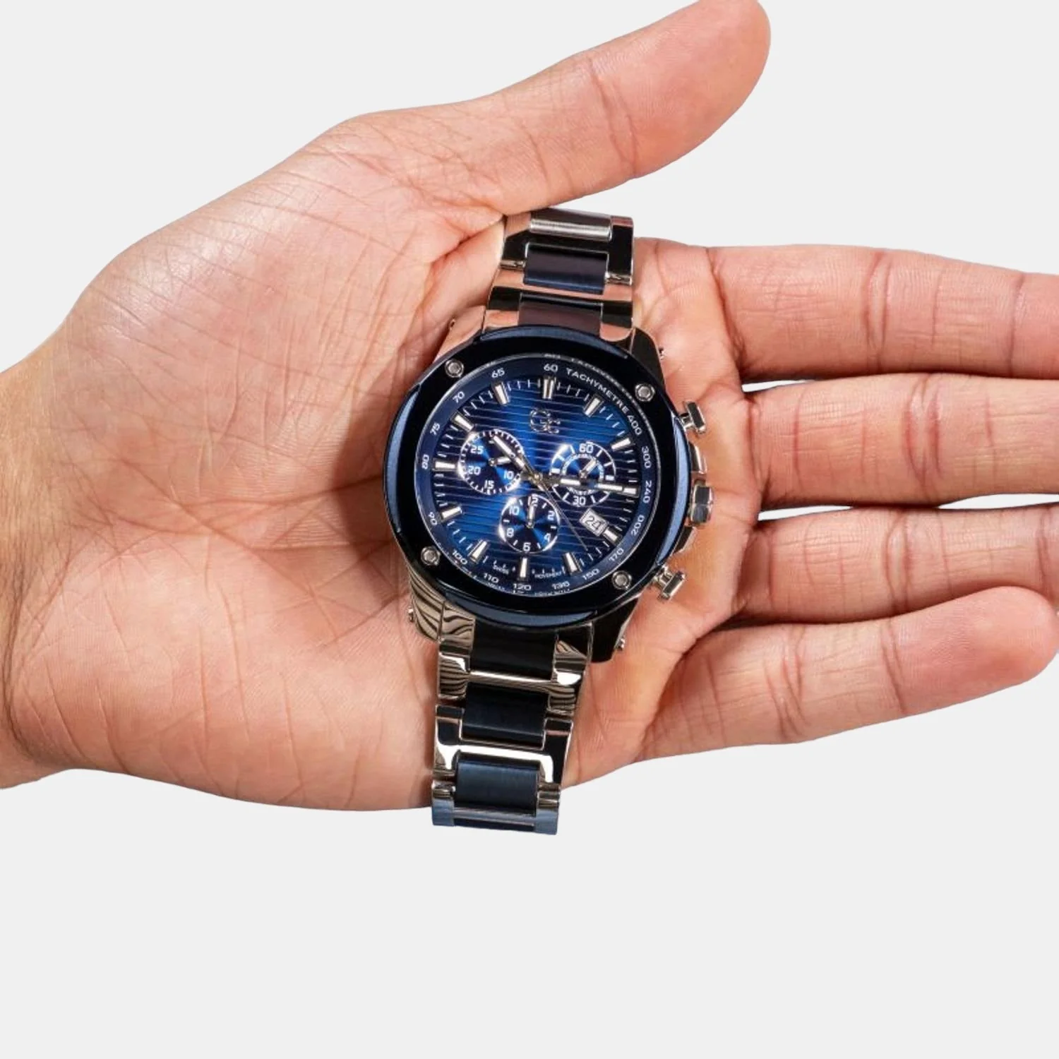 Brave Men Quartz Blue Dial Chronograph Stainless Steel Watch Z13002G7MF - Image 7