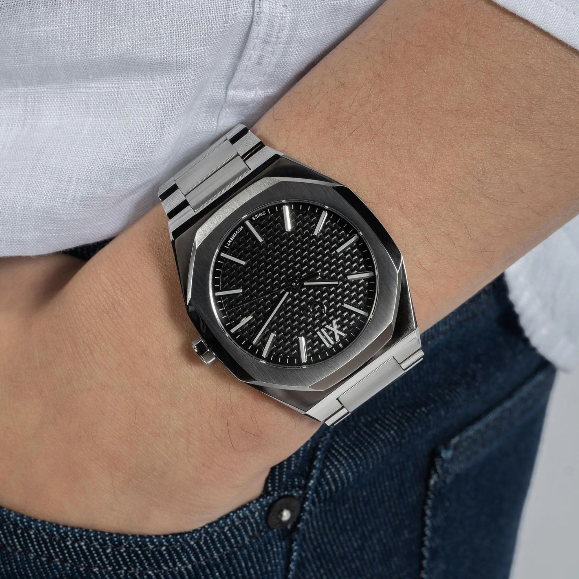 Coussin Sleek Men Quartz Black Dial Analog Stainless Steel Watch Z26004G2MF - Image 8