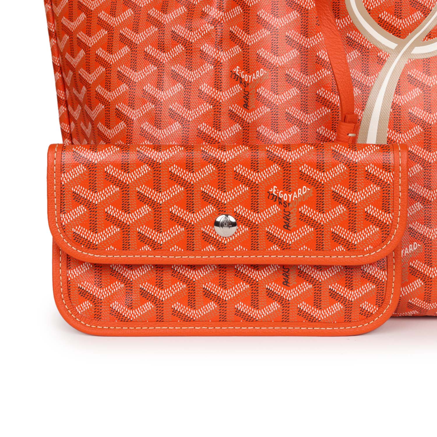 Goyard Goyardine Orange Hand-Painted Coeur Ruban St. Louis PM Tote Bag Palladium Hardware - Image 7