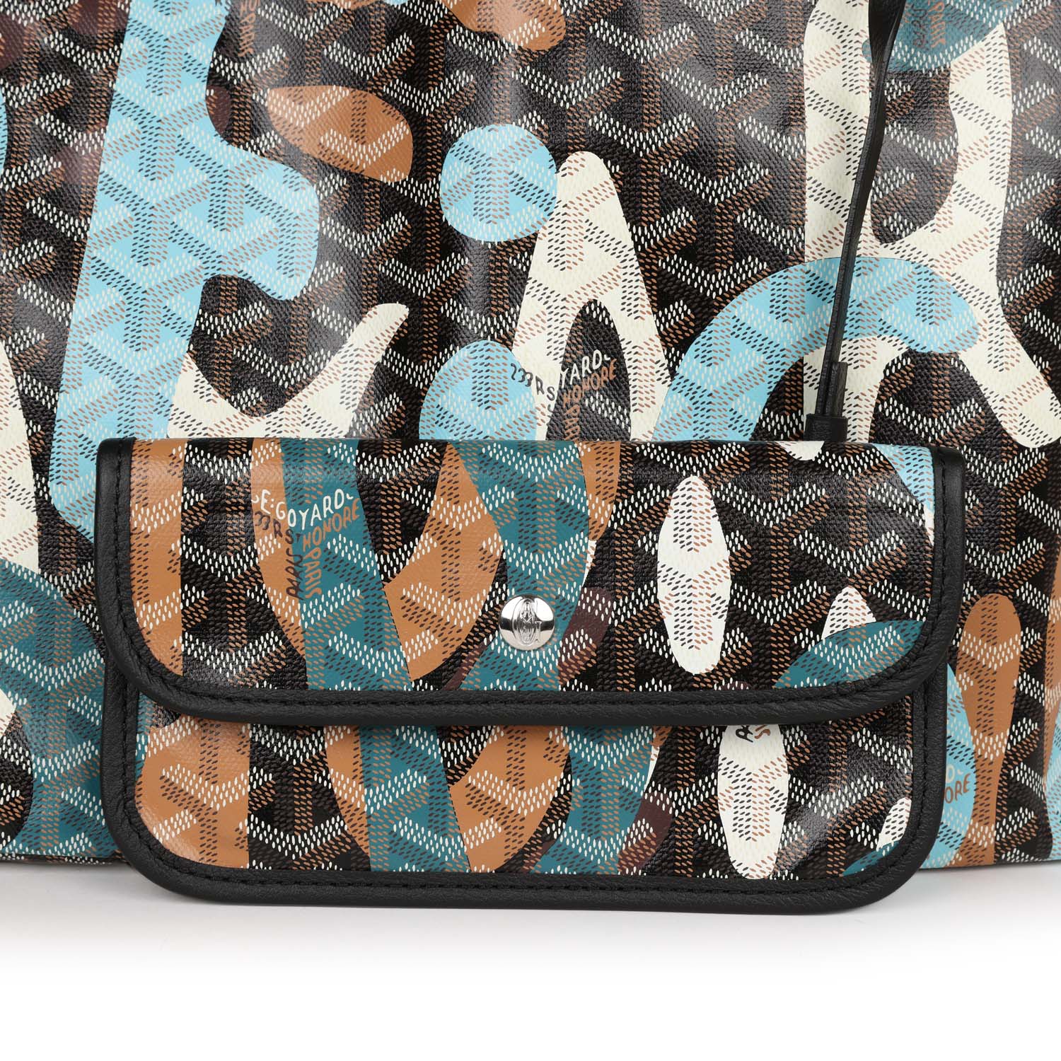 Goyard Limited Edition Black Goyardine Canvas Blue Camou Lettres flage St. Louis PM Tote Bag Palladium Hardware - Image 7