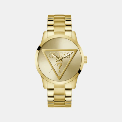 Badge Men Quartz Champagne Dial Analog Stainless Steel Watch GW0782G1