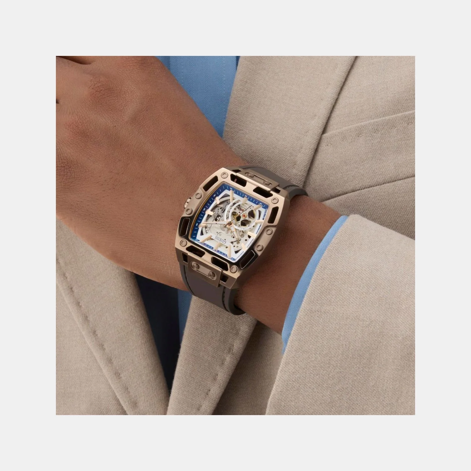 Dress Men Automatic Silver Dial Analog Silicone Watch GW0980G3 - Image 11