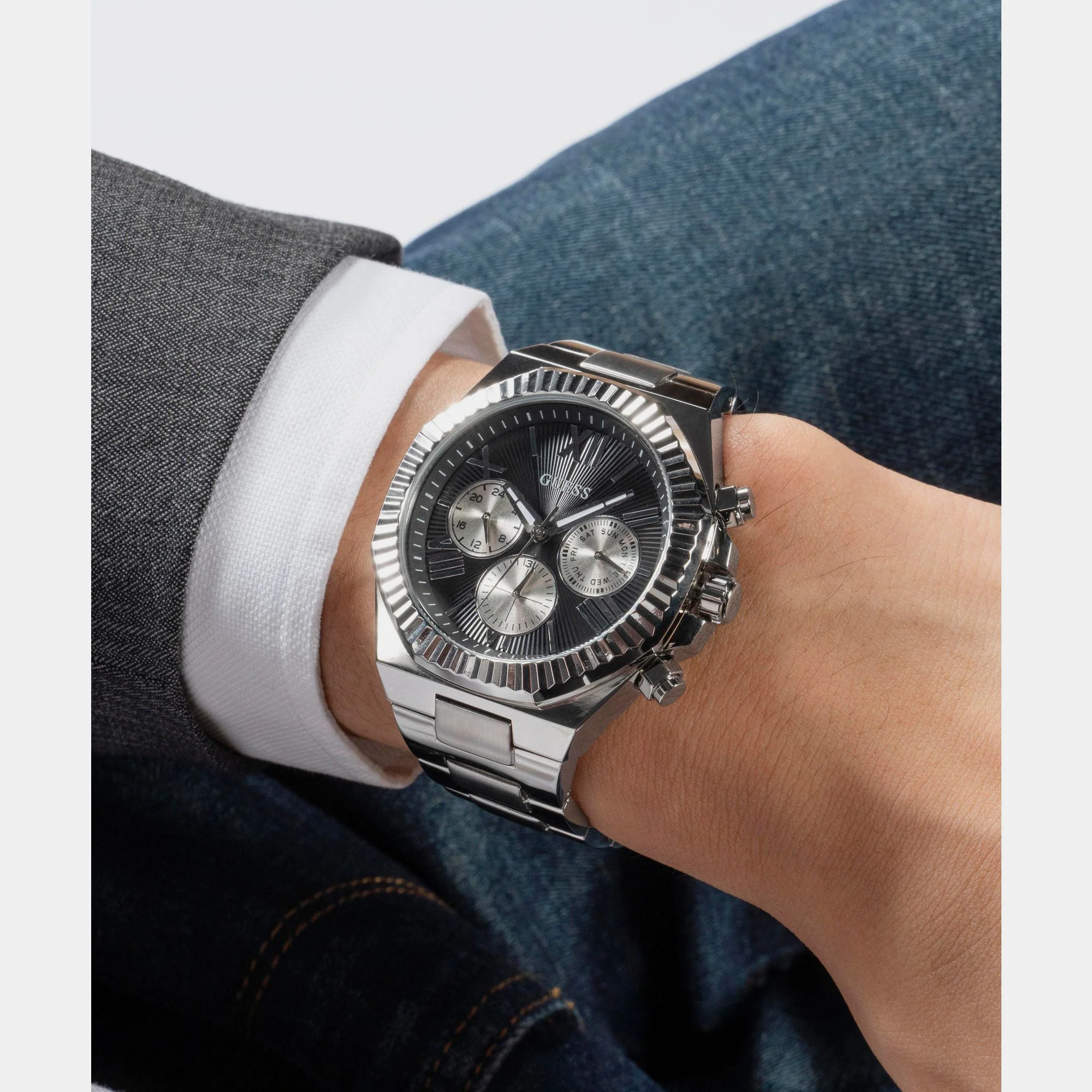 Dress Men Quartz Black Dial Multi-Function Stainless Steel Watch GW0703G1 - Image 6