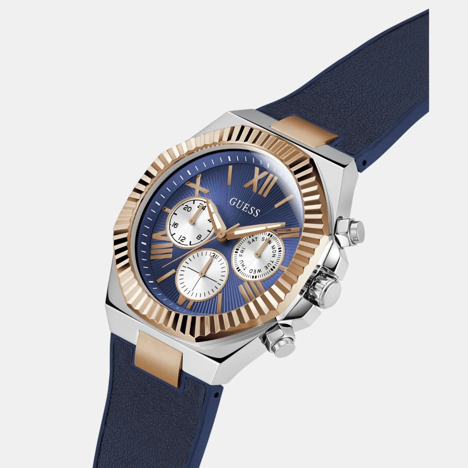 Dress Men Quartz Blue Dial Multi-Function Silicone Watch GW0791G2 - Image 3