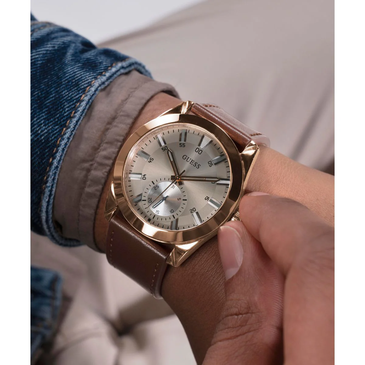 Greyson Men Quartz Grey Dial Multi-Function Leather Watch GW0793G3 - Image 7