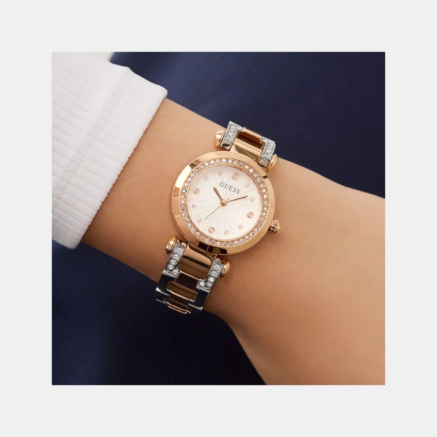 Guess Bejeweled Women Quartz Silver Dial Analog Stainless Steel Watch GW0869L2 - Image 3