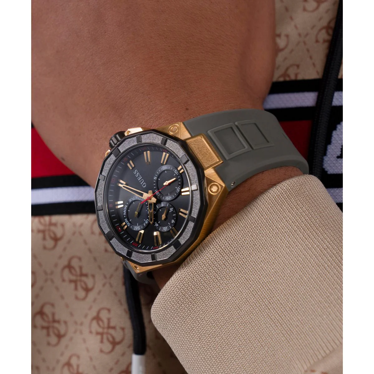 Guess Sport Men Quartz Black Dial Multi-Function Silicone Watch GW0803G1 - Image 8