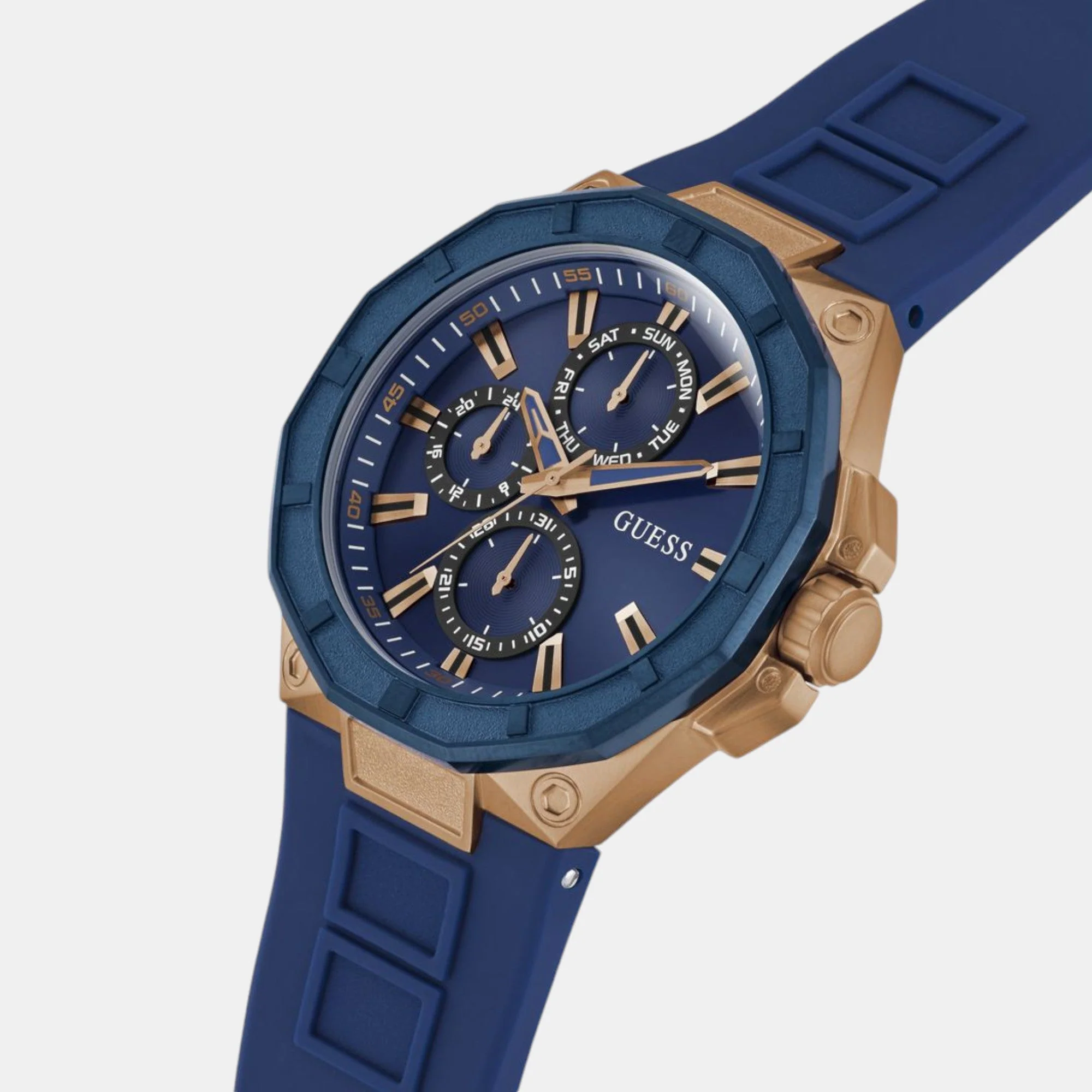 Guess Sport Men Quartz Blue Dial Multi-Function Silicone Watch GW0803G2 - Image 3