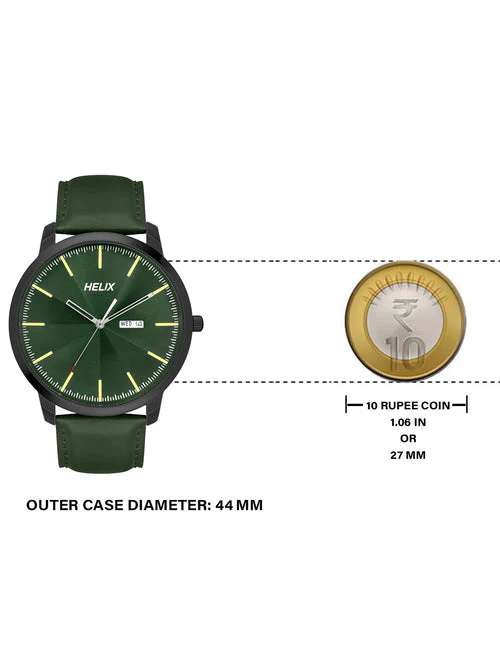 Helix Analog Men Green Leather