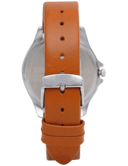 Helix Analog White Dial Leather Strap