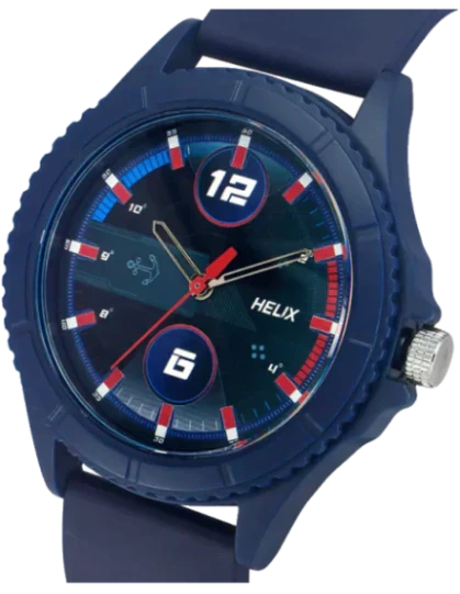 Helix Dark Blue Dial Leather Strap