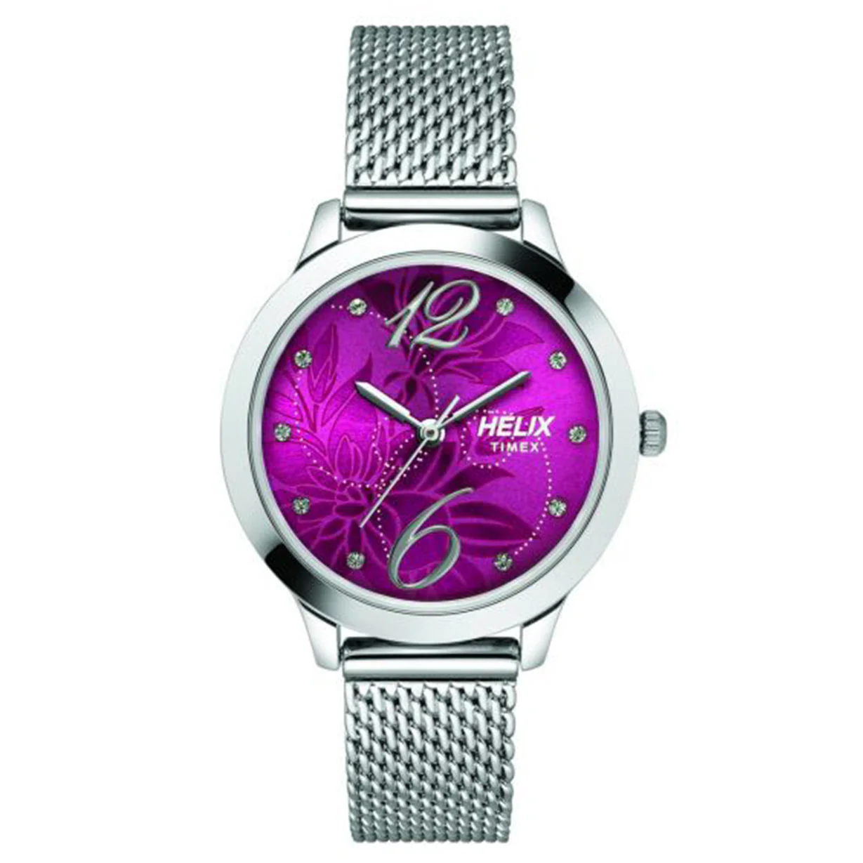 Helix Silver & Pink Dial Stainless Steel Strap