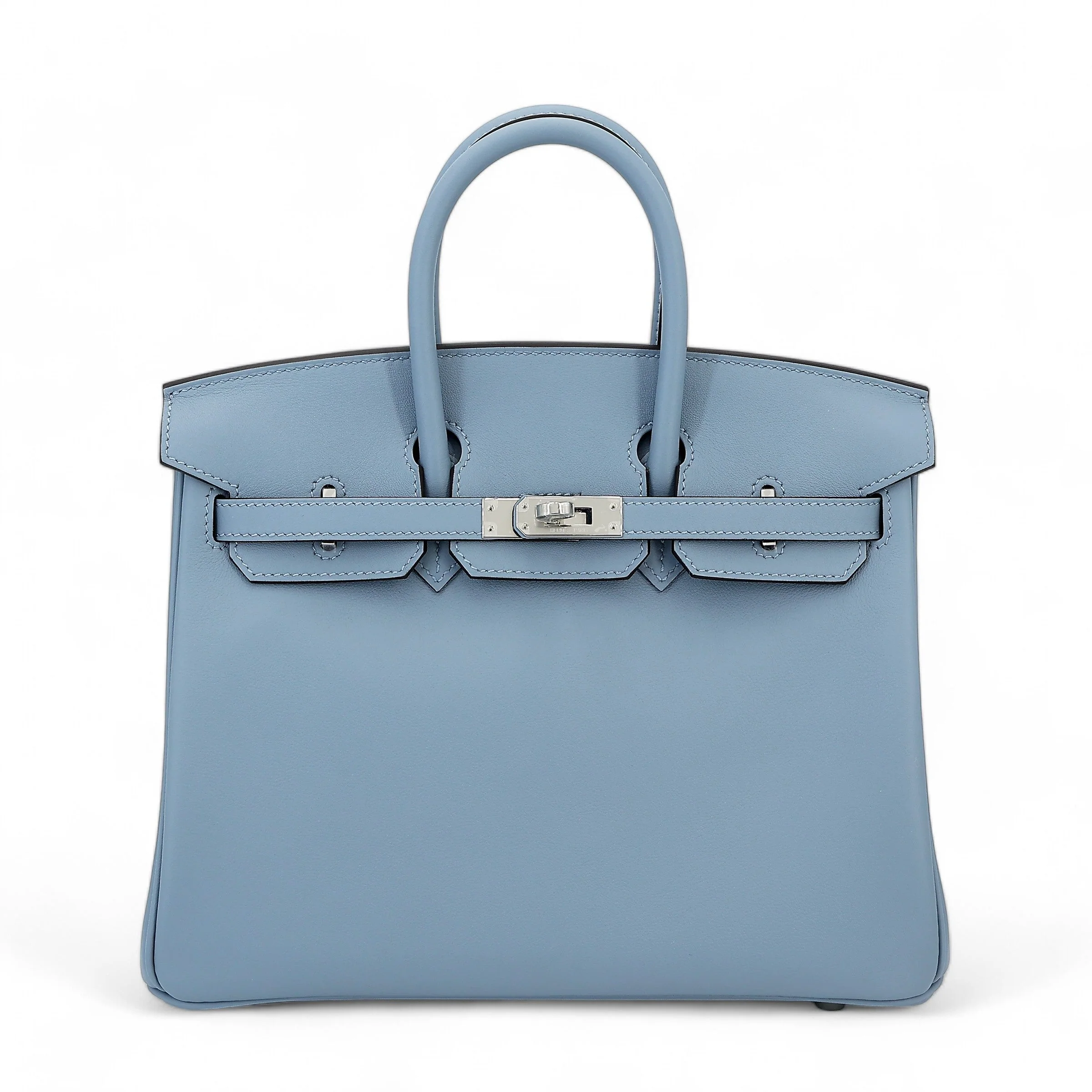 HERMÈS Birkin 25 Bleu Lin Swift Palladium hardware