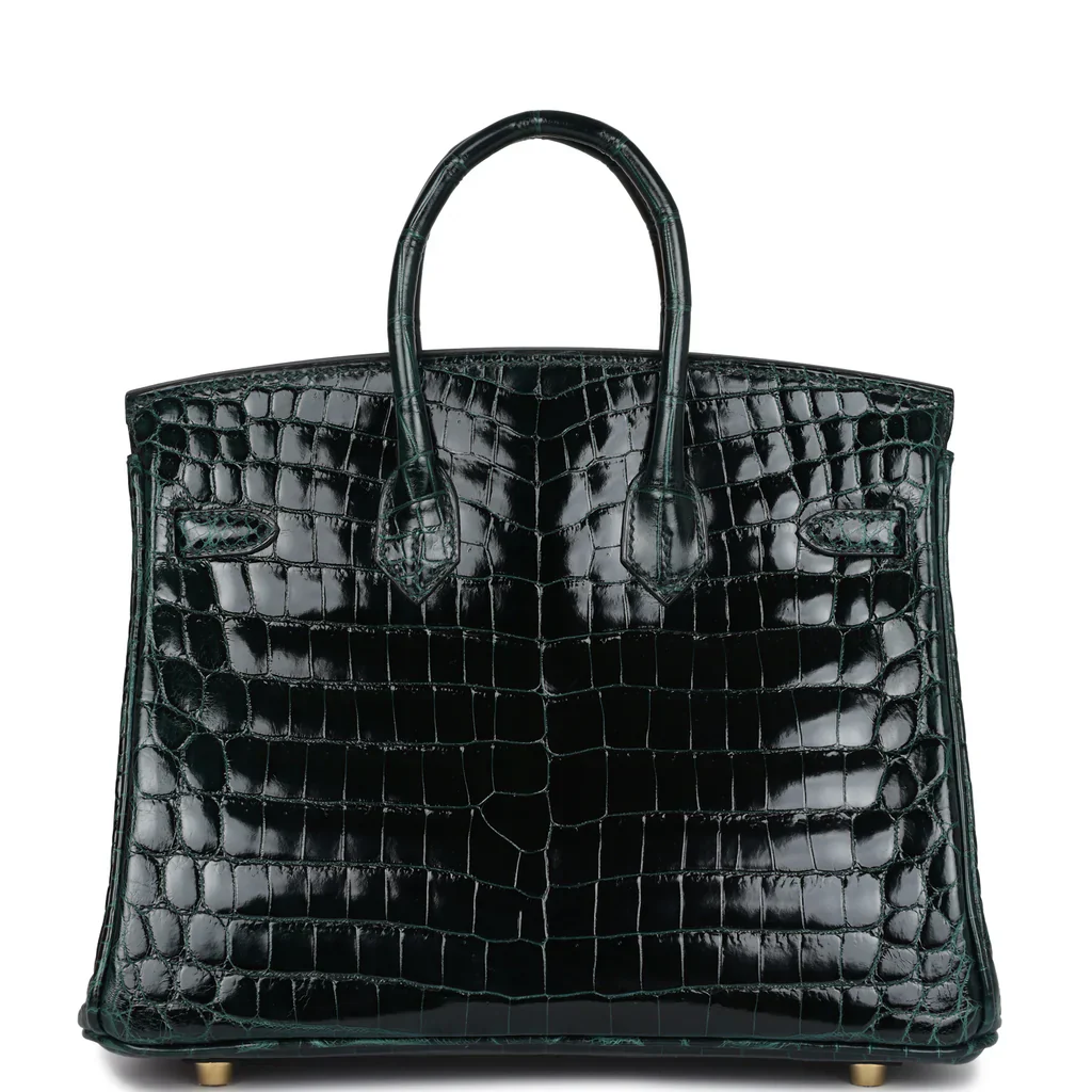 Hermès Birkin 25 Vert Cypress Shiny Niloticus Crocodile Gold Hardware - Image 4