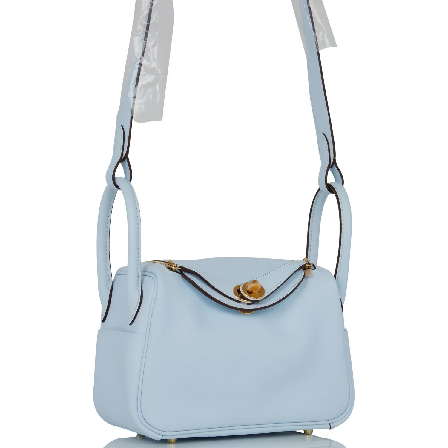 Hermès Mini Lindy Bleu Brume Swift Gold Hardware - Image 3