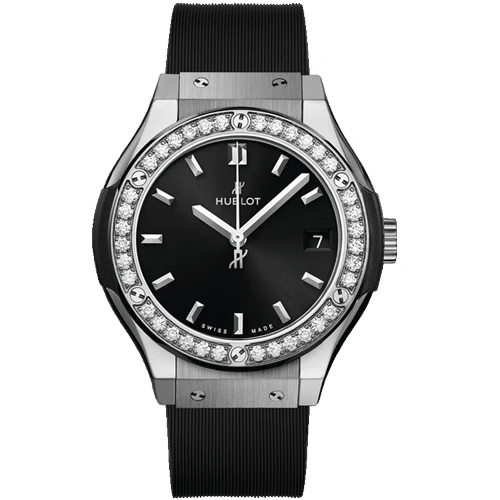 Hublot Classic Fusion Titanium Diamonds Black Sunray Dial 33 mm