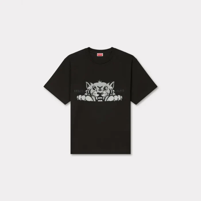 Kenzo Paris 'KENZO Happy Tiger' embroidered oversized T-shirt Black