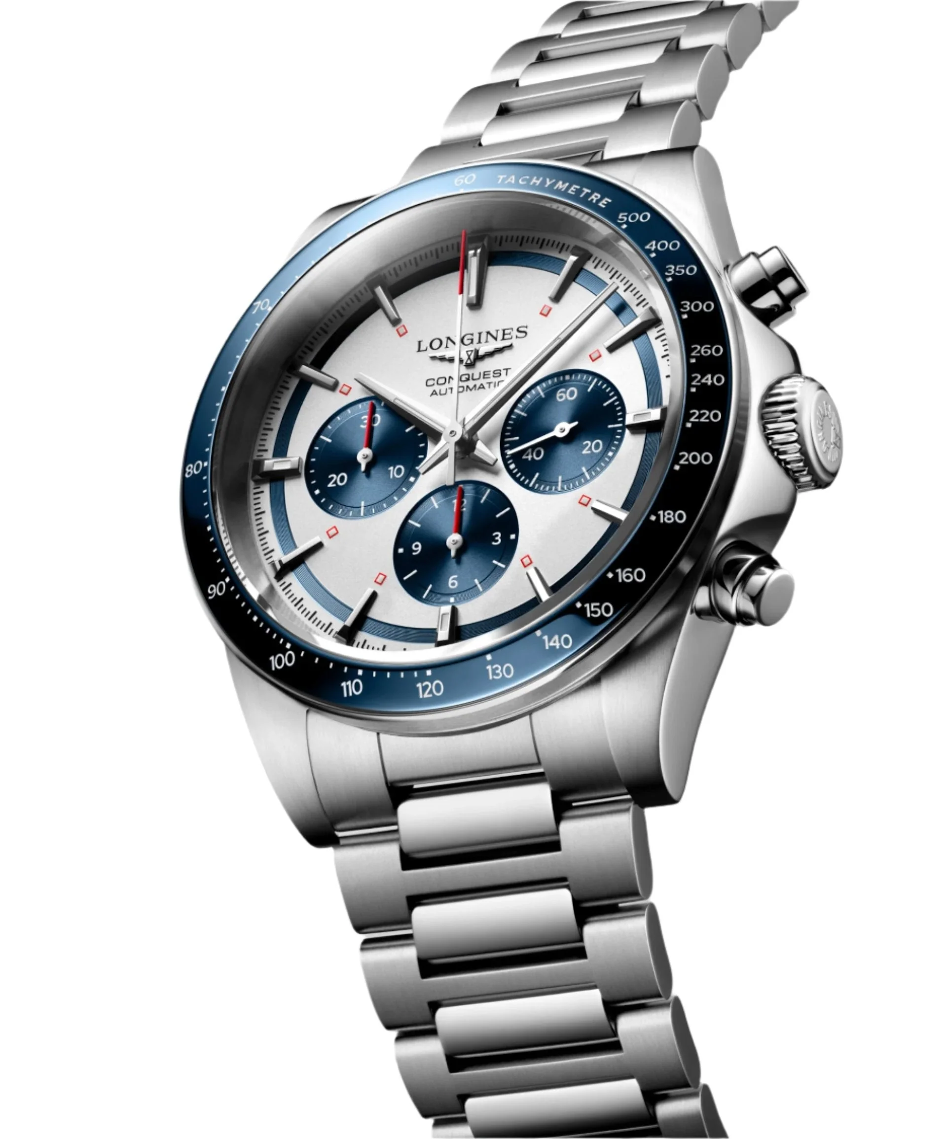 Longines Conquest Chronograph Silver Matt & Blue Dial Men 42mm - Image 3