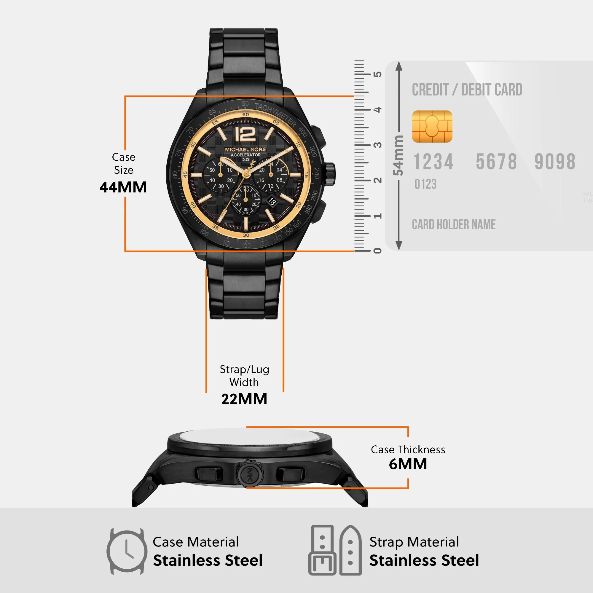 Accelerator 2.0 Men Quartz Black Dial Chronograph Stainless Steel Watch MK9179 - Image 8