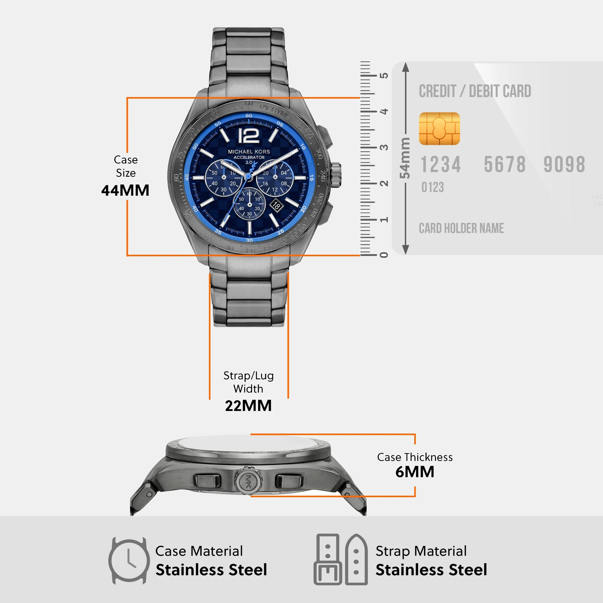 Accelerator 2.0 Men Quartz Blue Dial Chronograph Stainless Steel Watch MK9178 - Image 6