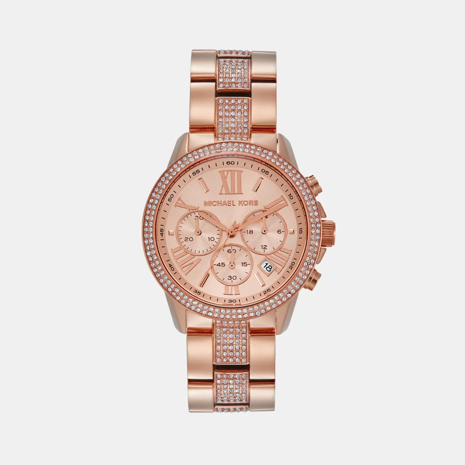 Brynn Women Quartz Rose Gold Dial Chronograph Stainless Steel Watch MK7505