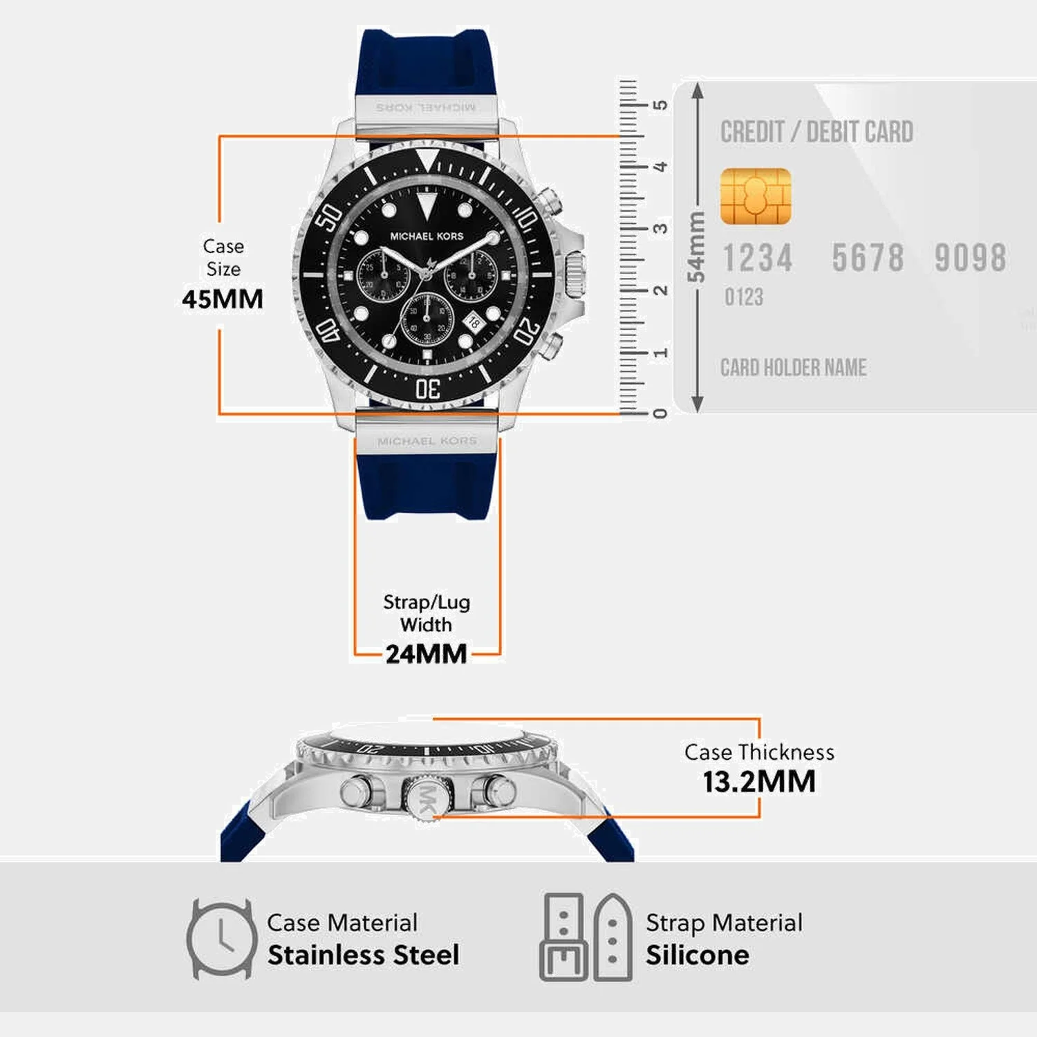 Everest Men Quartz Black Dial Chronograph Silicone Watch MKO1160 - Image 5