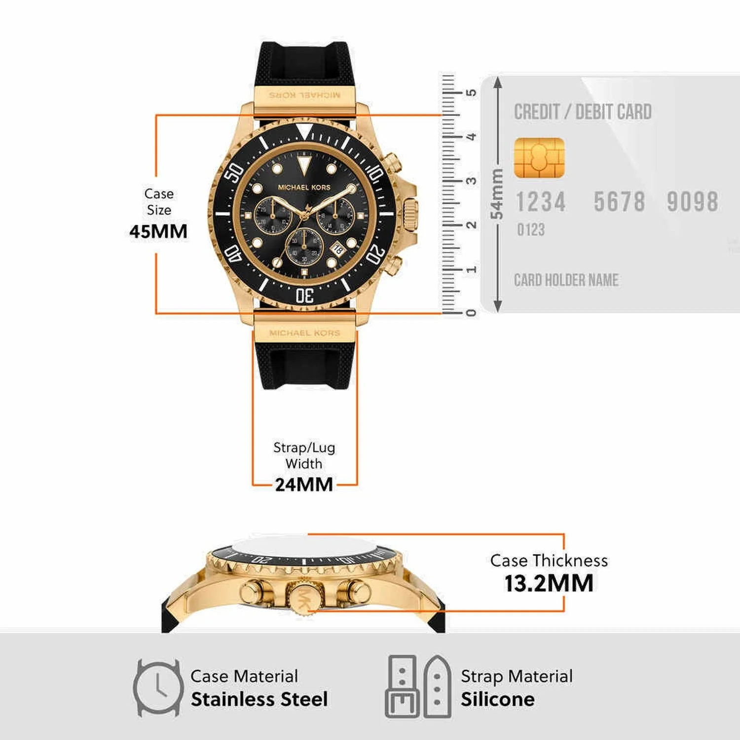 Everest Men Quartz Black Dial Chronograph Silicone Watch MKO1162 - Image 5