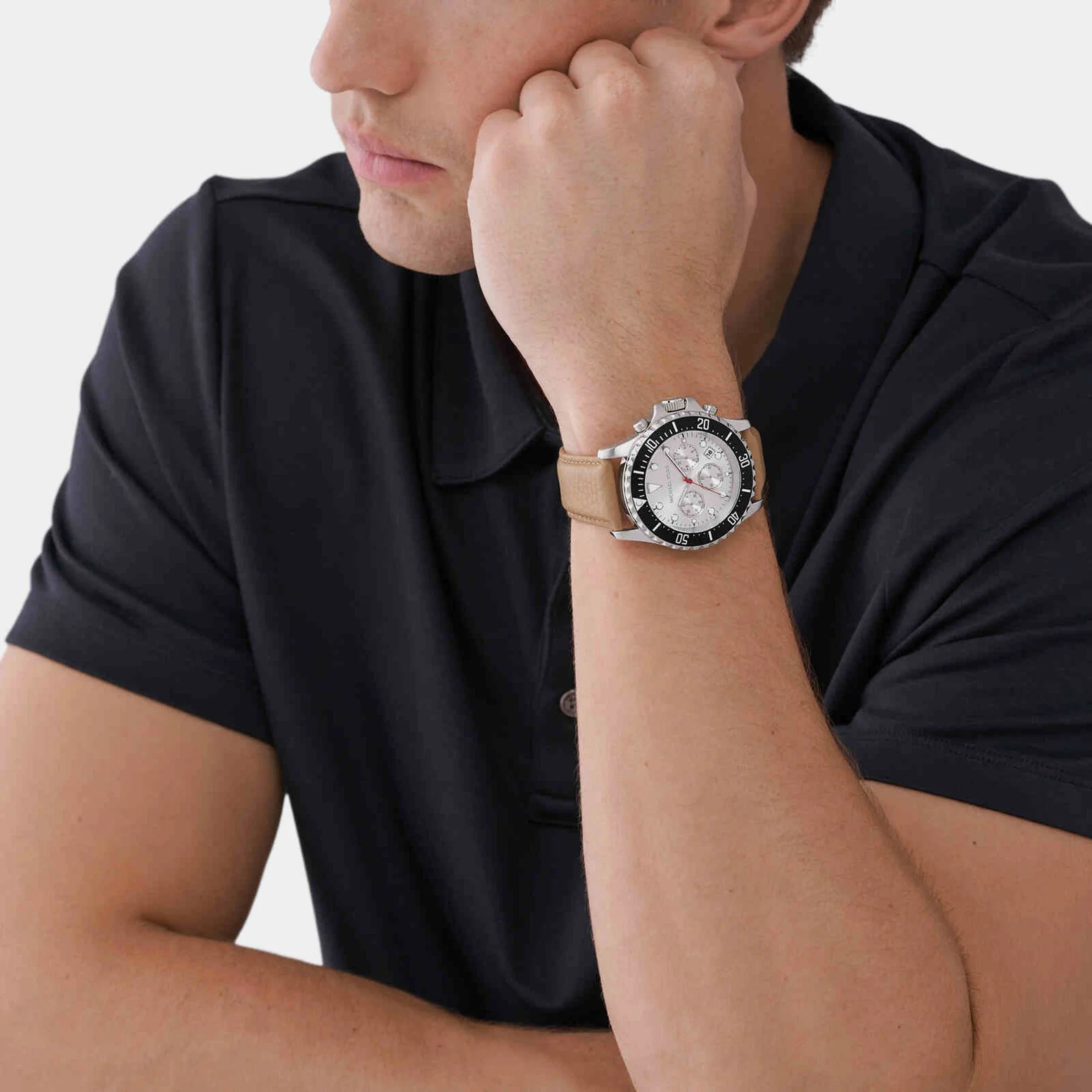 Everest Men Quartz White Dial Chronograph Leather Watch MK9092 - Image 3