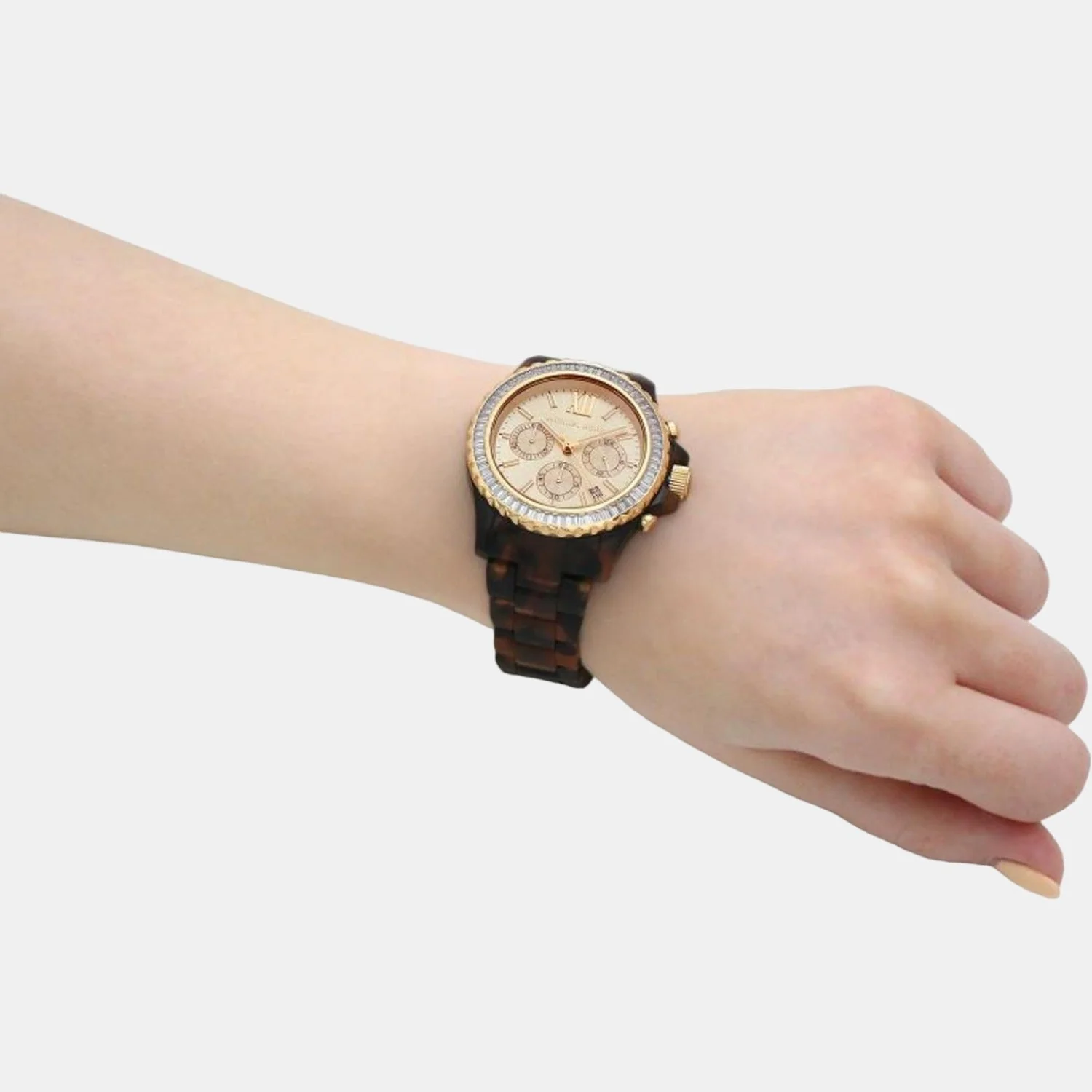 Everest Women Quartz Gold Dial Chronograph Stainless Steel Watch MK7239 - Image 8