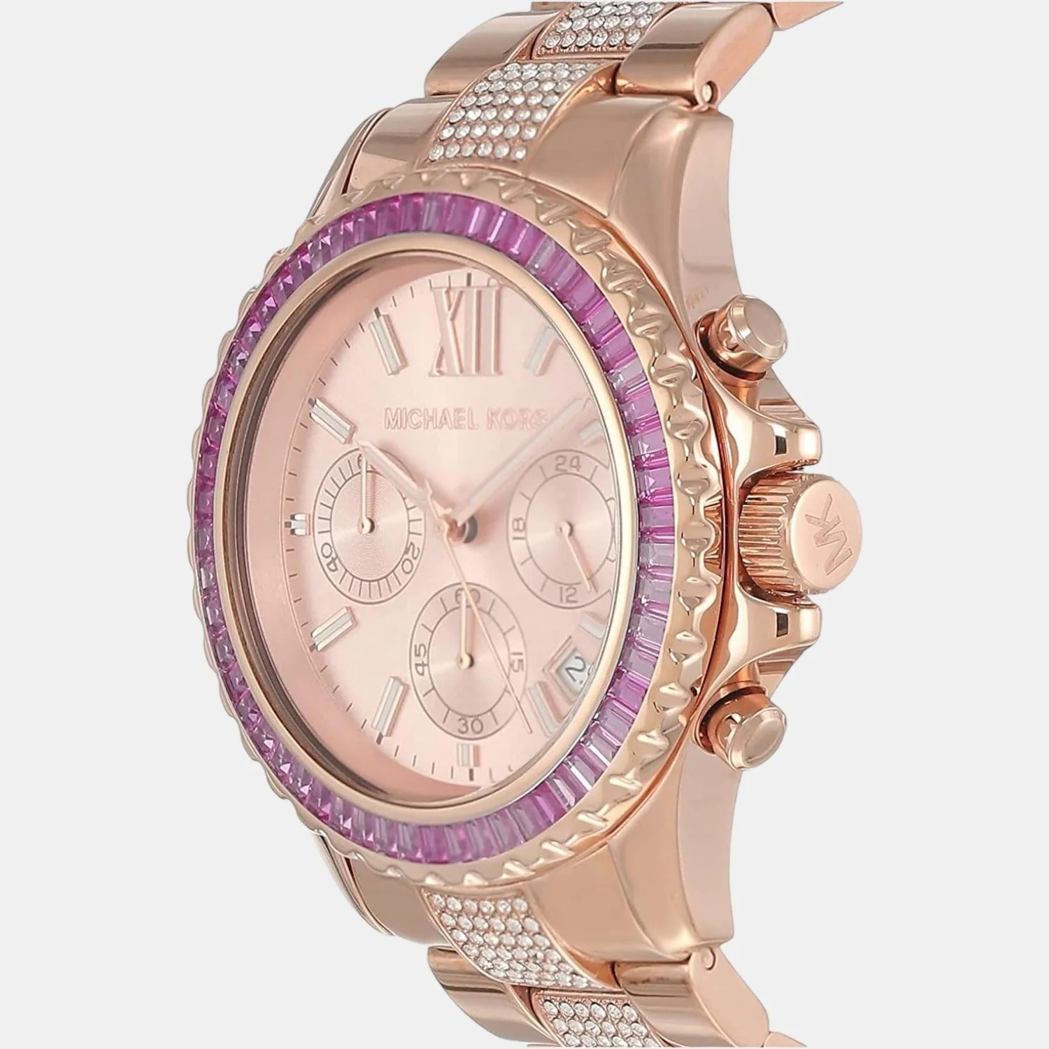 Everest Women Quartz Rose Gold Dial Chronograph Stainless Steel Watch MK7211 - Image 2