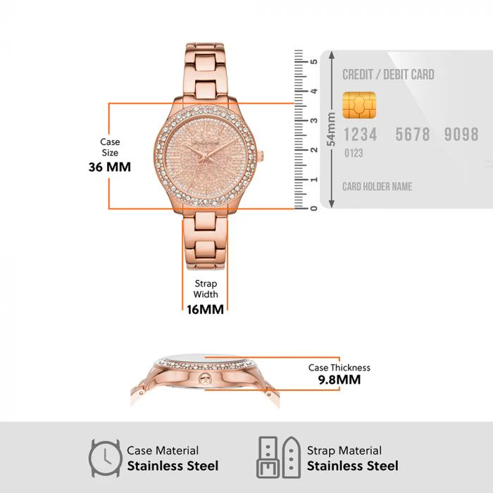 Michael Kors Liliane Rose Gold Dial & Chain Watch For Women - Image 3