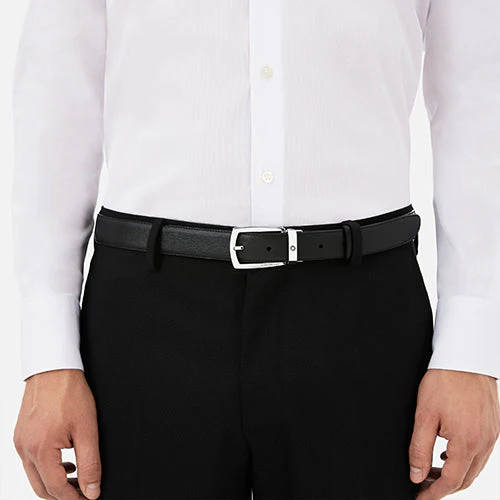 Mont Blanc, Black 30 mm leather belt - Image 3