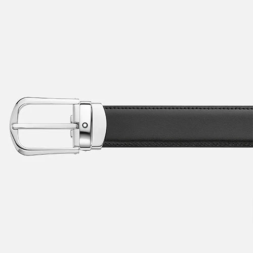 Mont Blanc, Horseshoe buckle black/brown 30 mm reversible leather belt - Image 3