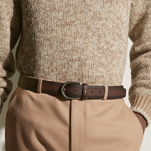 Mont Blanc, Horseshoe buckle brown 35 mm leather belt - Image 2