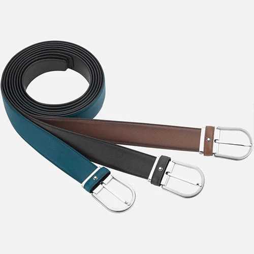 Mont Blanc, Horseshoe buckle brown 35 mm leather belt - Image 4
